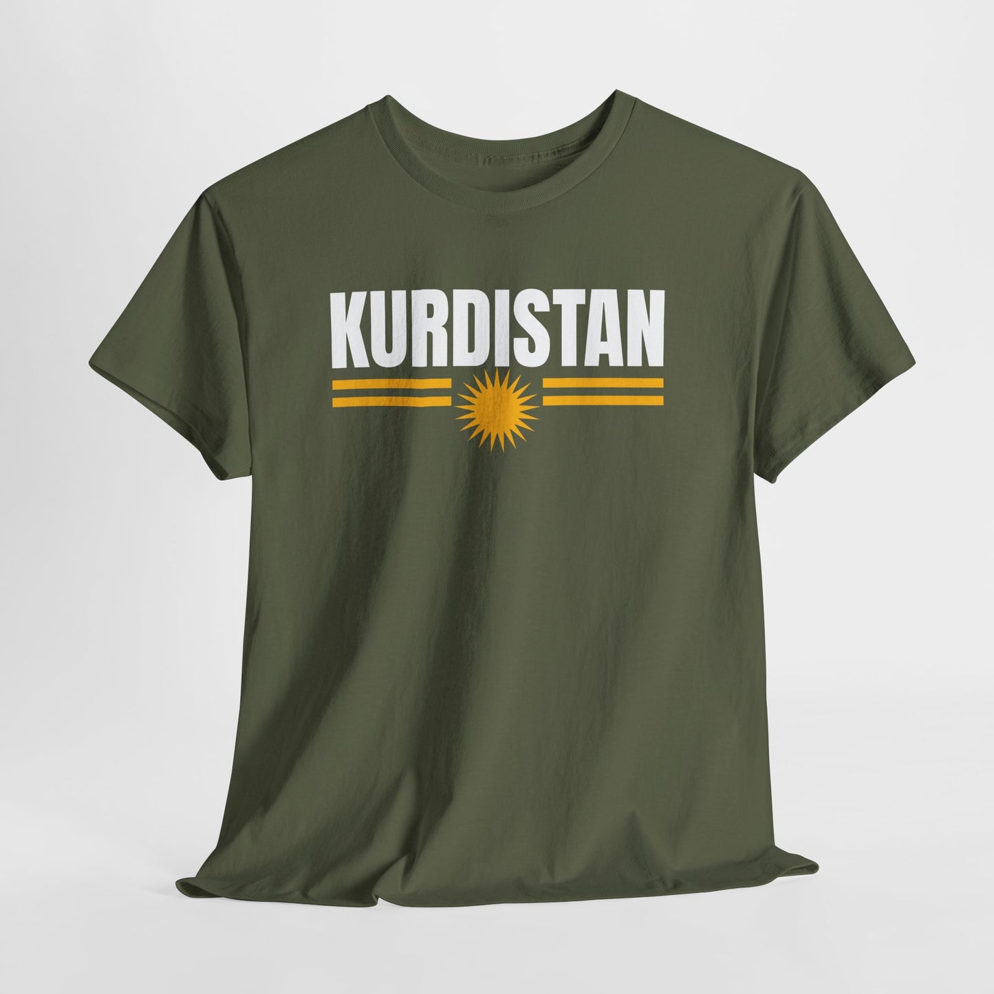 Kurdistan Flag Tee — Bold Kurdistan Text with Sun Emblem - Kurdify
