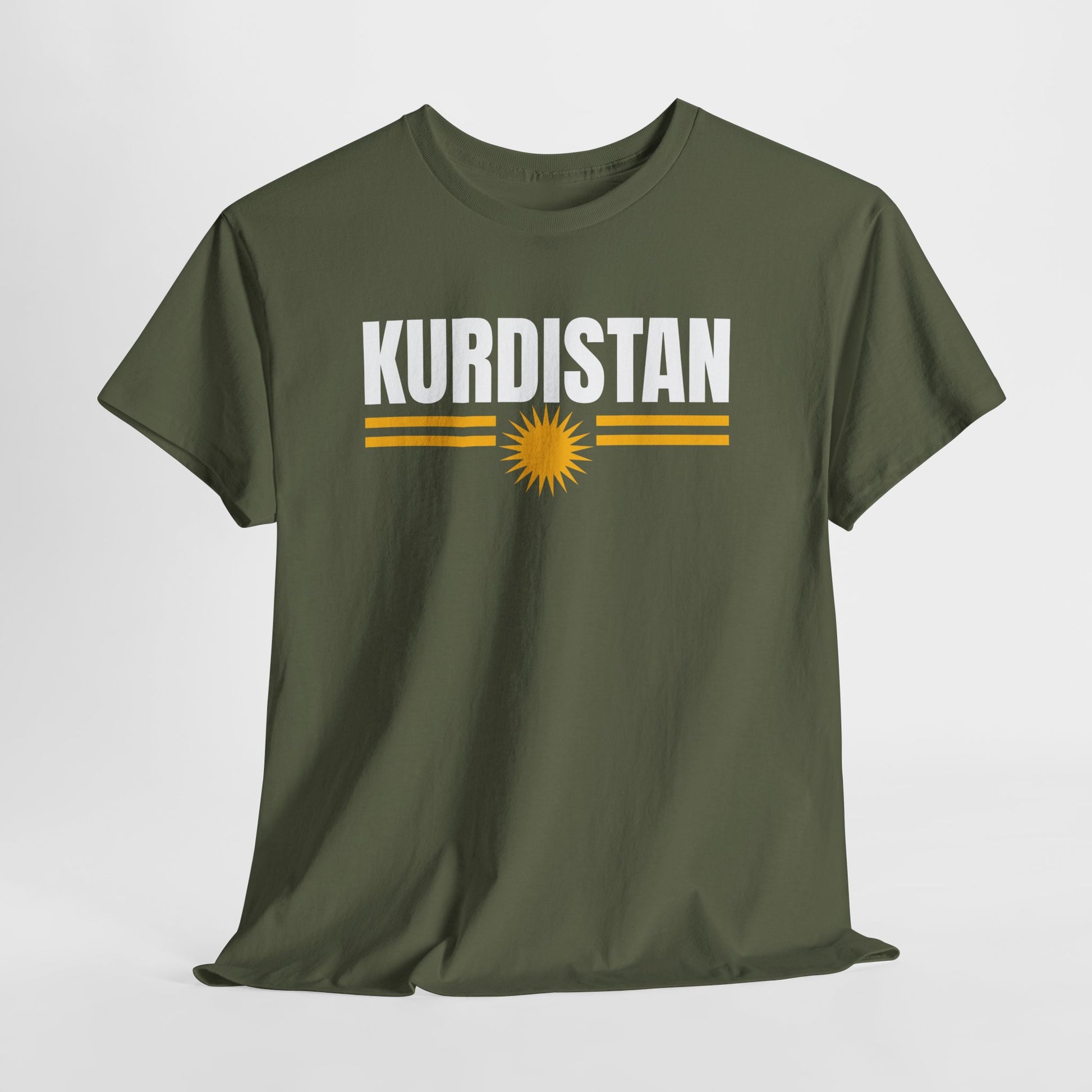 Kurdistan Flag Tee — Bold Kurdistan Text with Sun Emblem - Kurdify