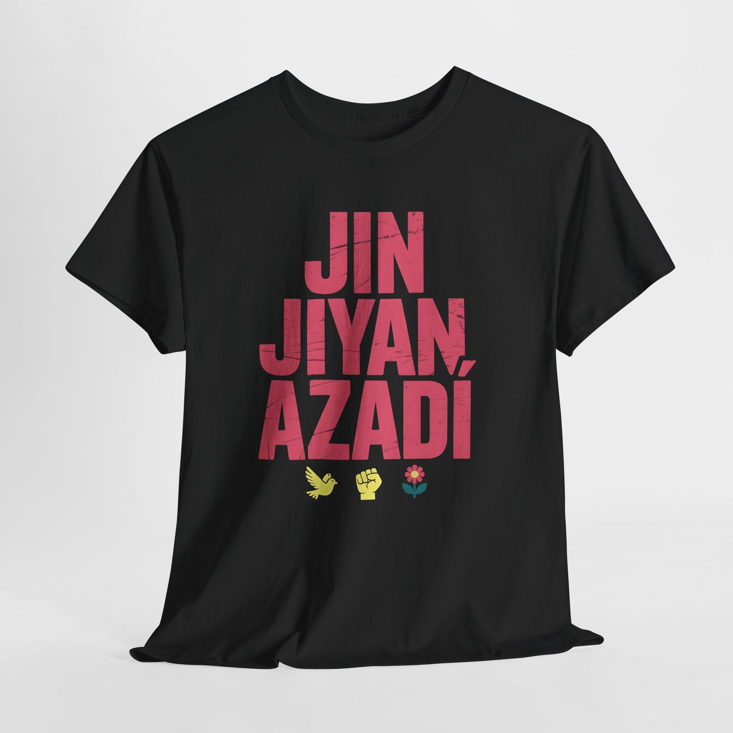 Jin Jiyan Azadî T‑Shirt — Kurdish Slogan Tee (Freedom, Life, Women) - Kurdify
