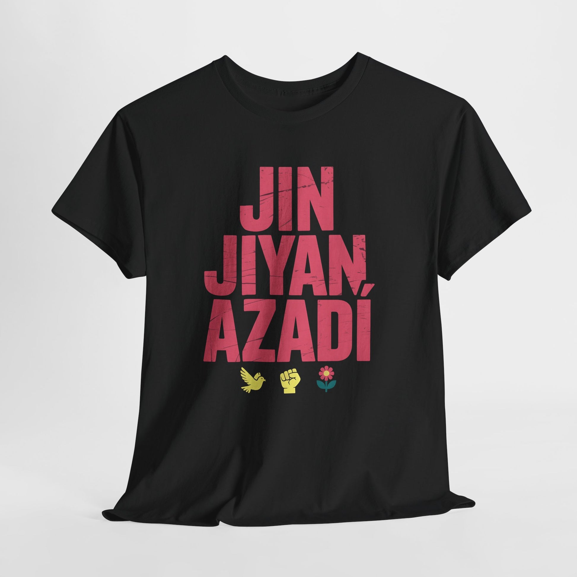 Jin Jiyan Azadî T‑Shirt — Kurdish Slogan Tee (Freedom, Life, Women) - Kurdify