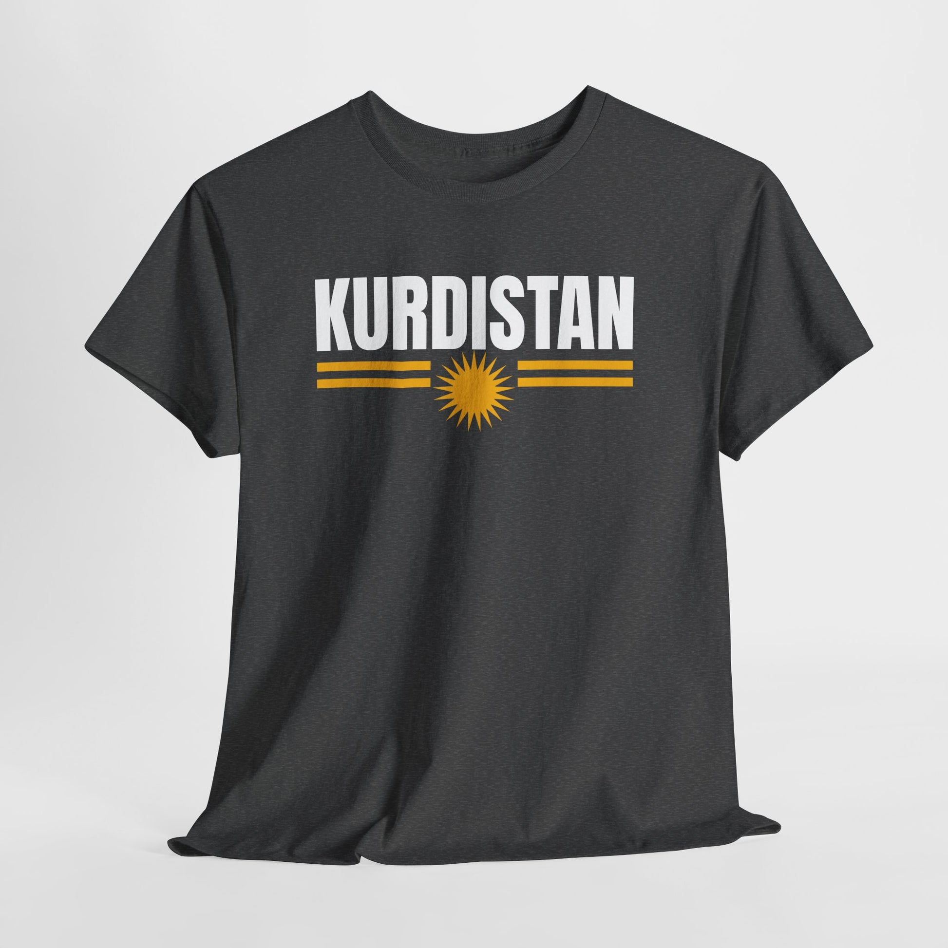 Kurdistan Flag Tee — Bold Kurdistan Text with Sun Emblem - Kurdify