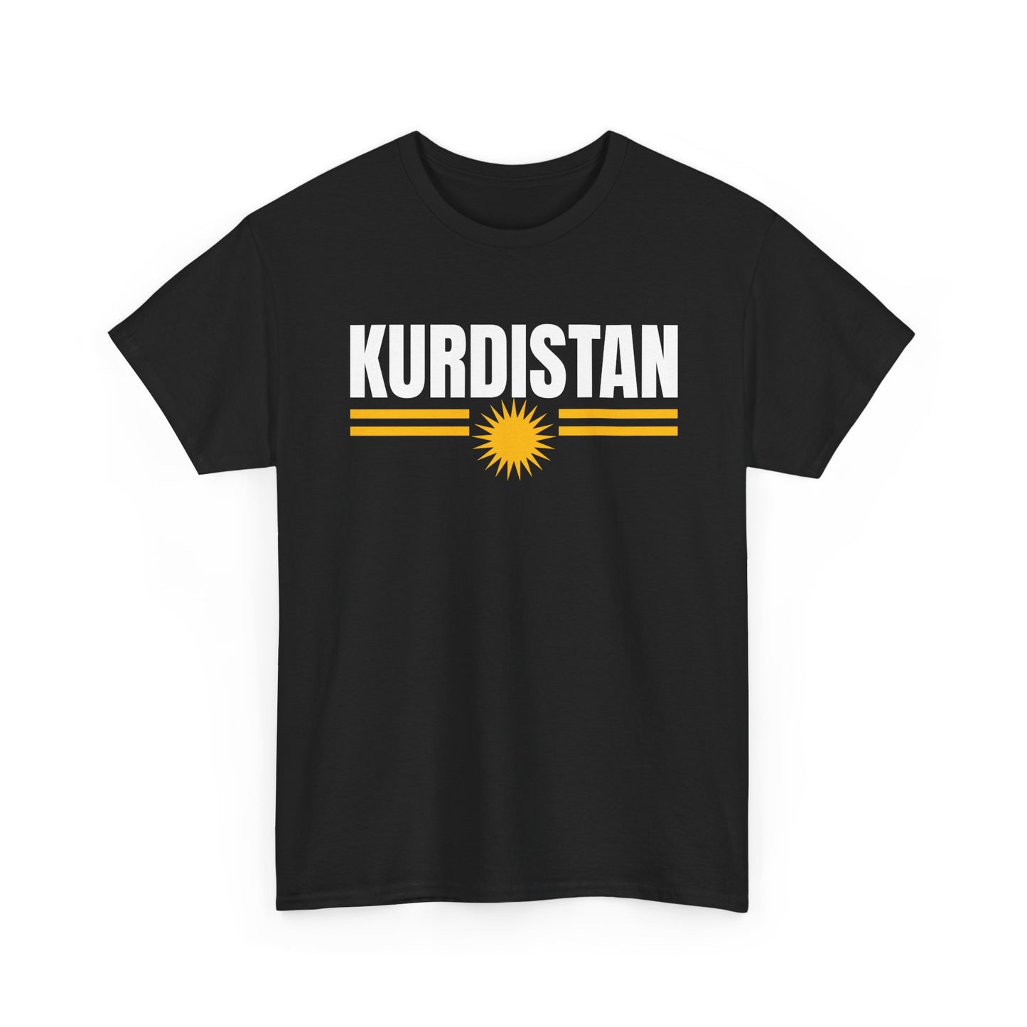 Kurdistan Flag Tee — Bold Kurdistan Text with Sun Emblem - Kurdify