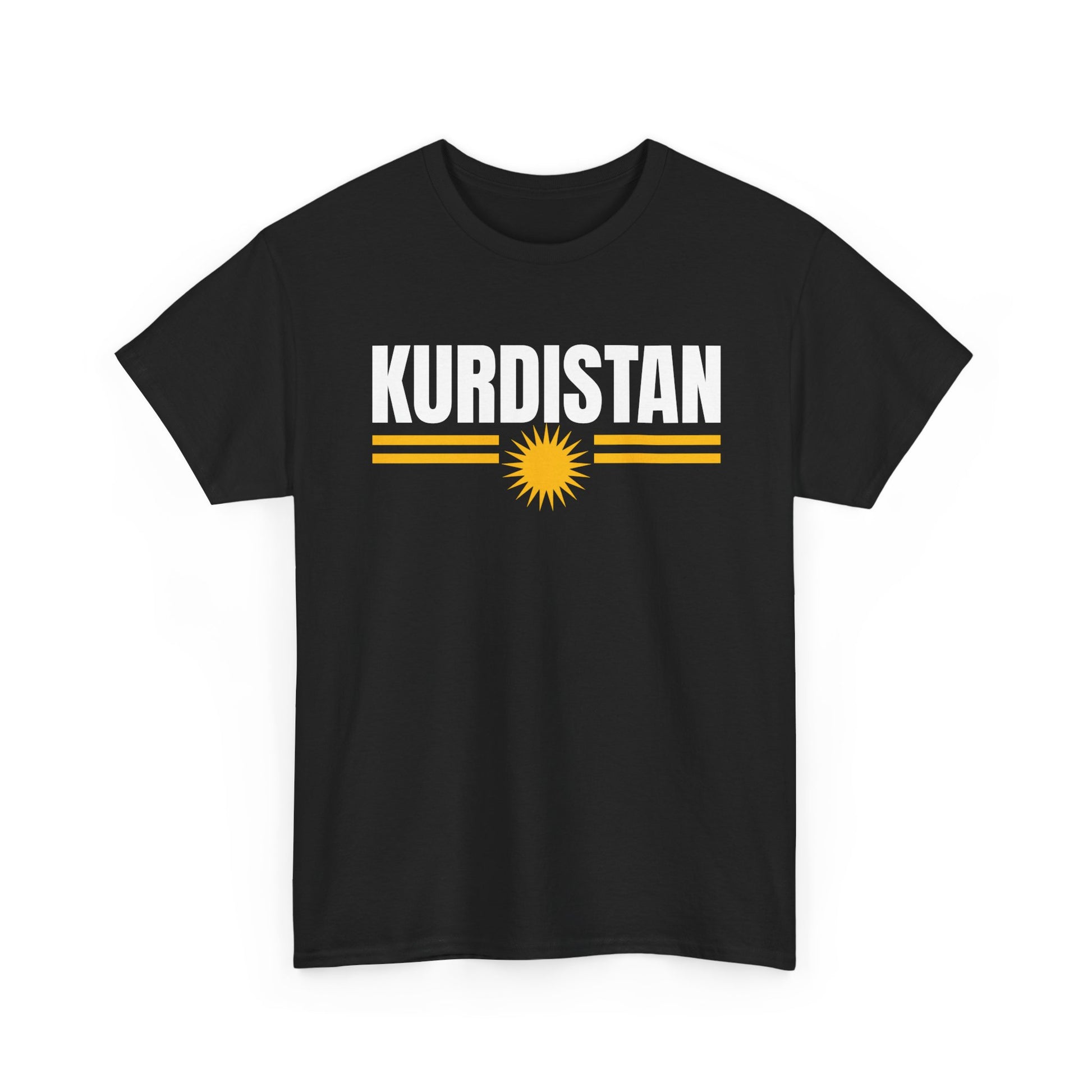Kurdistan Flag Tee — Bold Kurdistan Text with Sun Emblem - Kurdify
