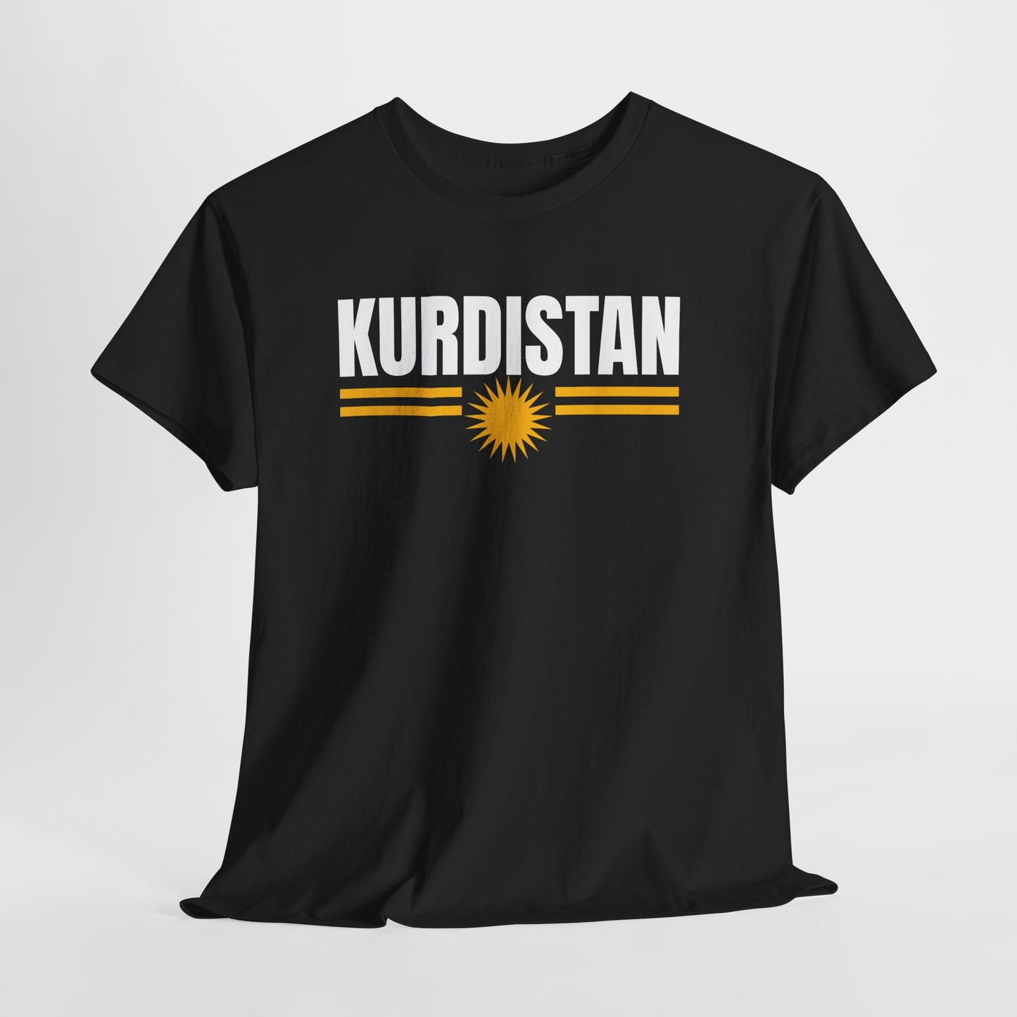 Kurdistan Flag Tee — Bold Kurdistan Text with Sun Emblem - Kurdify