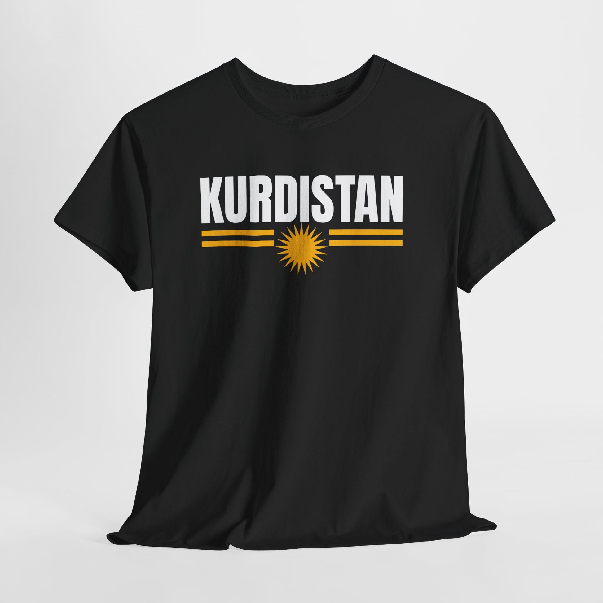 Kurdistan Flag Tee — Bold Kurdistan Text with Sun Emblem - Kurdify