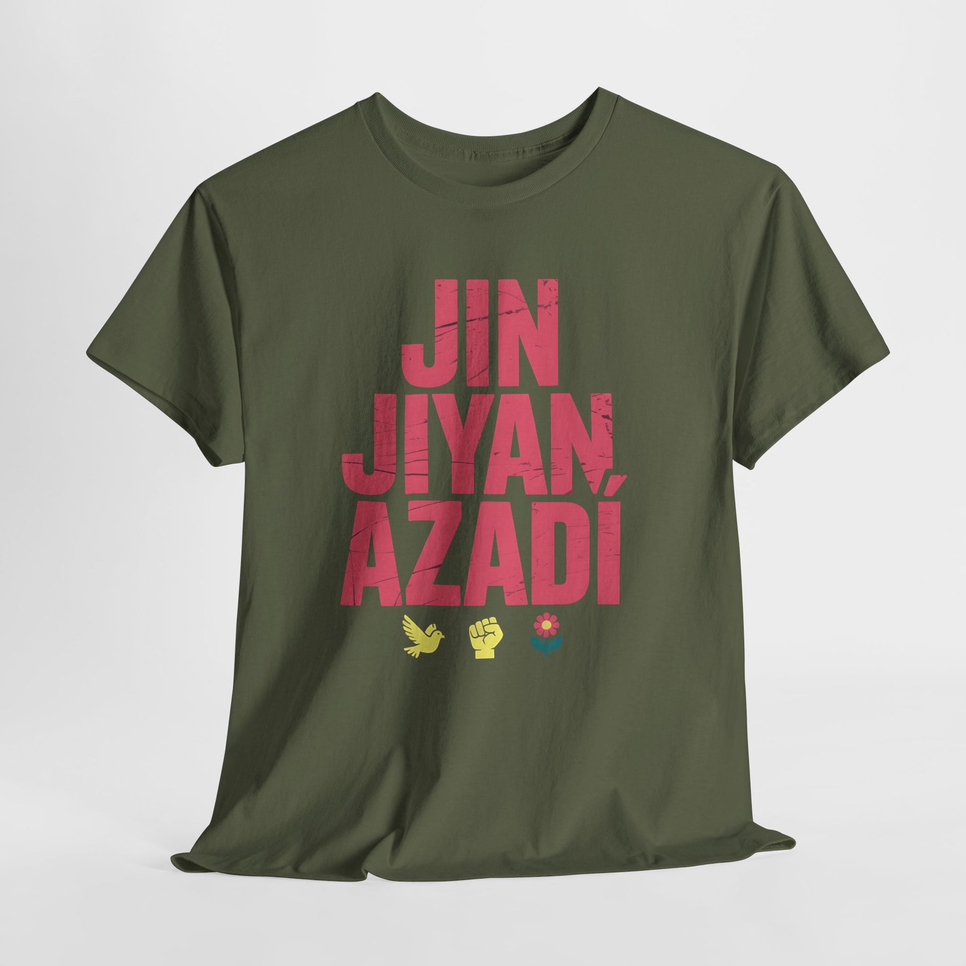 Jin Jiyan Azadî T‑Shirt — Kurdish Slogan Tee (Freedom, Life, Women) - Kurdify
