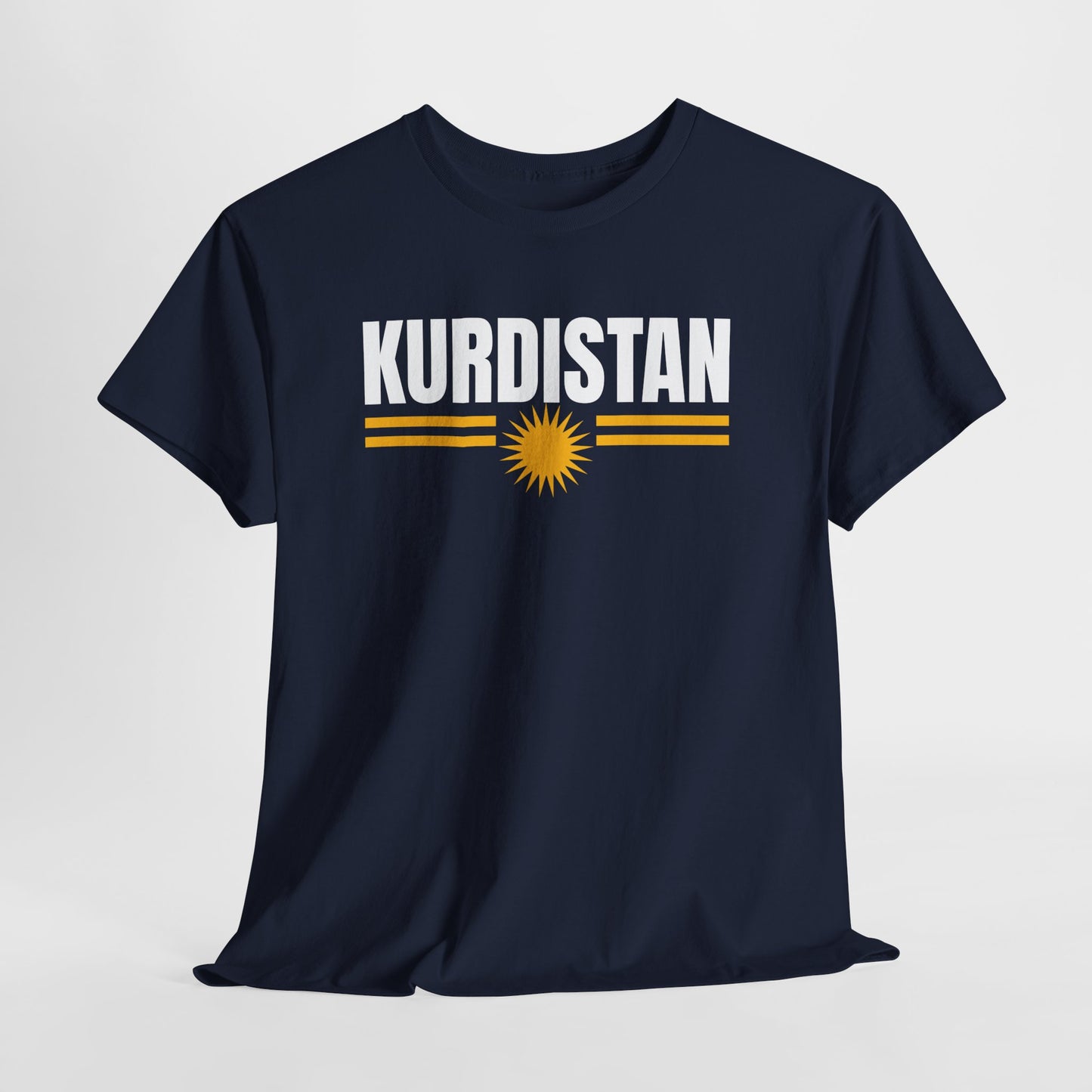 Kurdistan Flag Tee — Bold Kurdistan Text with Sun Emblem - Kurdify